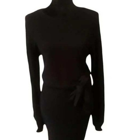 TJD The JetSet Diaries Knit Maxi Dress Long Sleeve Slit Waist Tie Cutout Detail - Picture 6 of 9